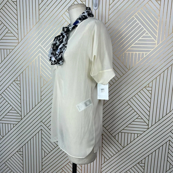 Just Cavalli Ivory See Through Scarf Decorated Blouse Top Size 42 / US 6 - Picture 6 of 12